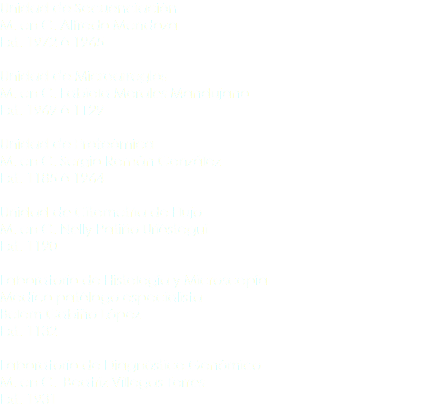 Unidad de Secuenciación
M. en C. Alfredo Mendoza
Ext. 1972 ó 1965 Unidad de Microarreglos
M. en C. Fabiola Morales Mandujano
Ext. 1969 ó 1129 Unidad de Proteómica
M. en C. Sergio Román González
Ext. 1185 ó 1964 Unidad de Citometría de Flujo
M. en C. Nelly Patiño Urióstegui Ext. 1190 Laboratorio de Histología y Microscopía Médico patólogo especialista Belem Gabiño López Ext. 1132 Laboratorio de Diagnóstico Genómico M. en C. Beatriz Villegas Torres Ext. 1931